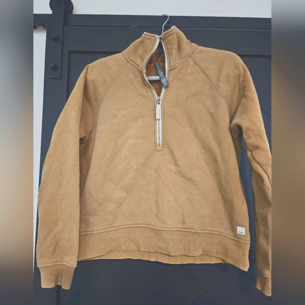Vuori Gold Tan Half-Zip Sweatshirt Relaxed Fit